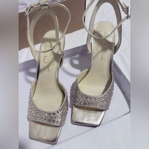 Champagne Color Embellished Sandals | Jessica Simpson | Size 9 |